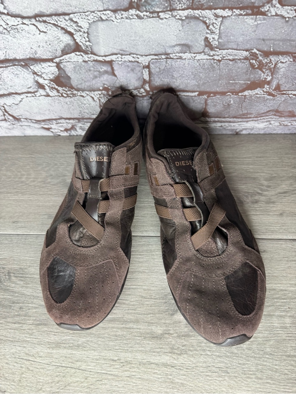 Diesel Niigata Brown Leather Suede Slip On Casual Low Shoes Men Sz 13M US/47EU